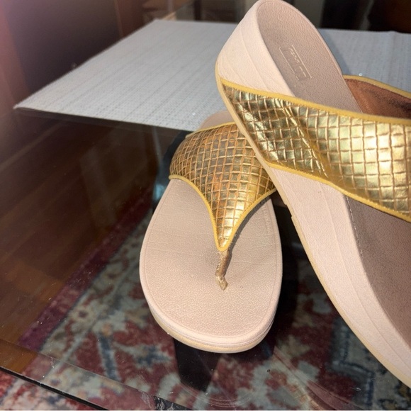 FITFLOP Gold  SQUARE Women's Sandals😋 - Picture 4 of 12
